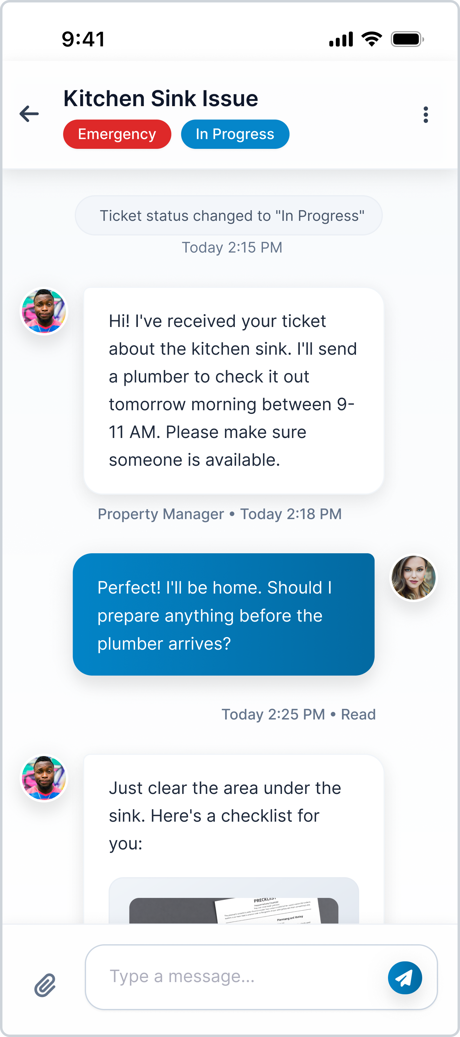 Rent & Care tenant chat